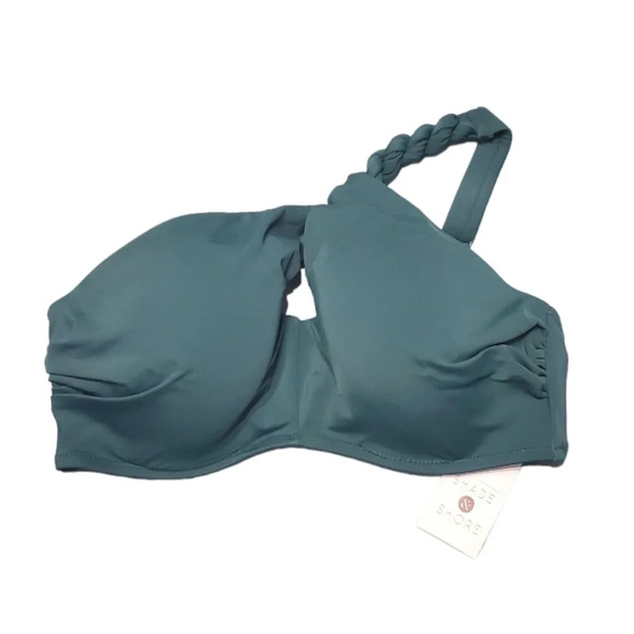 NWT Shade & Shore Women's Twisted One Shoulder Keyhole Bikini Top 34C - Picture 2 of 6